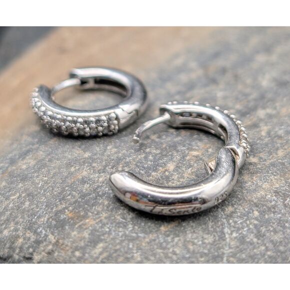 Ti Sento 925 Sterling Silver Huggie Earrings ½ Round 4.86g